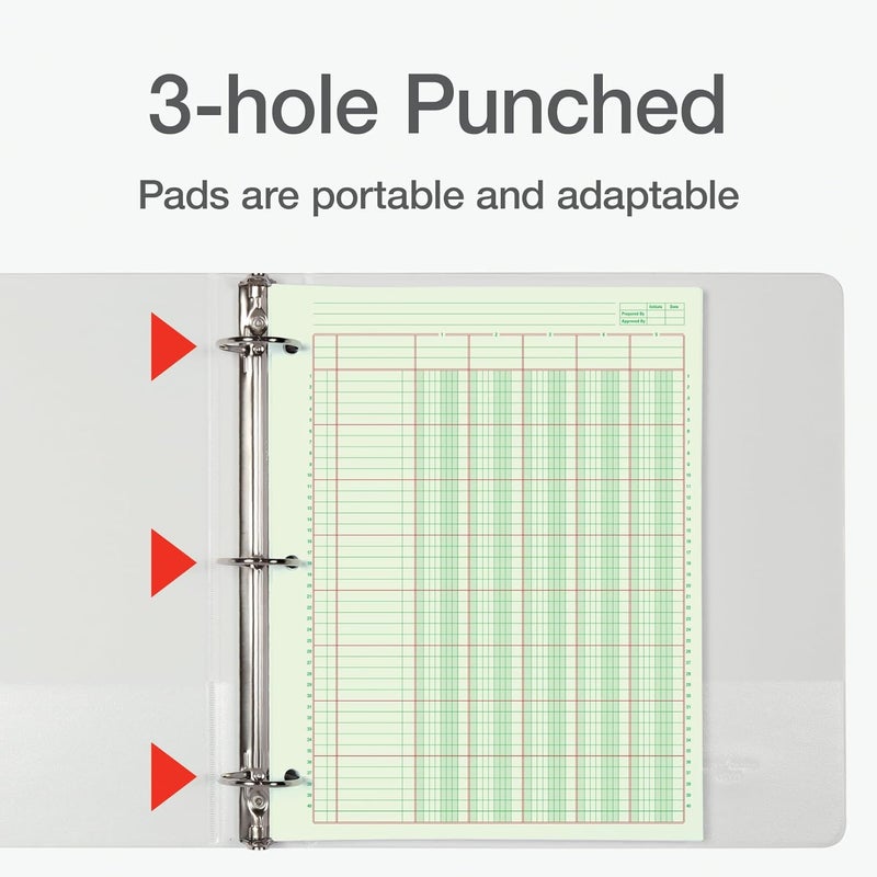ADAMS Columnar Analysis Pad, 5 Column Ledger, 8.5" x 11", 100 Pages (50 Sheets), Green, 3 Hole Punch, for Accounting, Bookkeeping & Data (ACP85115) - Image 3