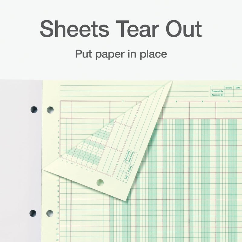 ADAMS Columnar Analysis Pad, 5 Column Ledger, 8.5" x 11", 100 Pages (50 Sheets), Green, 3 Hole Punch, for Accounting, Bookkeeping & Data (ACP85115) - Image 5