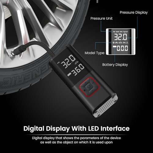 Portronics Vayu 2.0 Rechargeable Tyre Inflator with 150 PSI Pressure, 6000 mAh Battery, Preset Modes, Digital Display, Flashlight Torch, Air Pump Compressor for Car, Bike, Cycle (Black) - Image 5