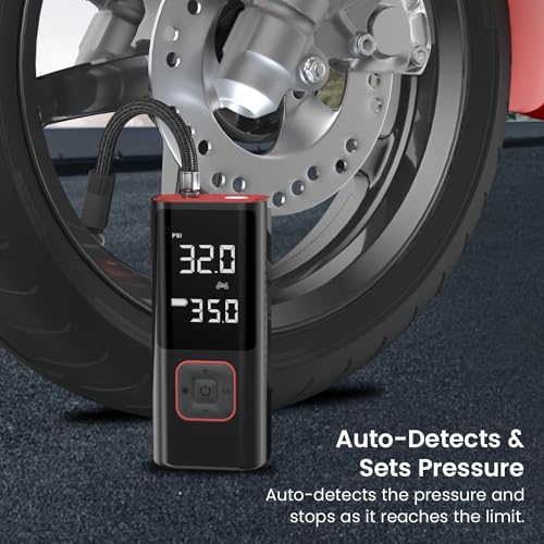 Portronics Vayu 2.0 Rechargeable Tyre Inflator with 150 PSI Pressure, 6000 mAh Battery, Preset Modes, Digital Display, Flashlight Torch, Air Pump Compressor for Car, Bike, Cycle (Black) - Image 2