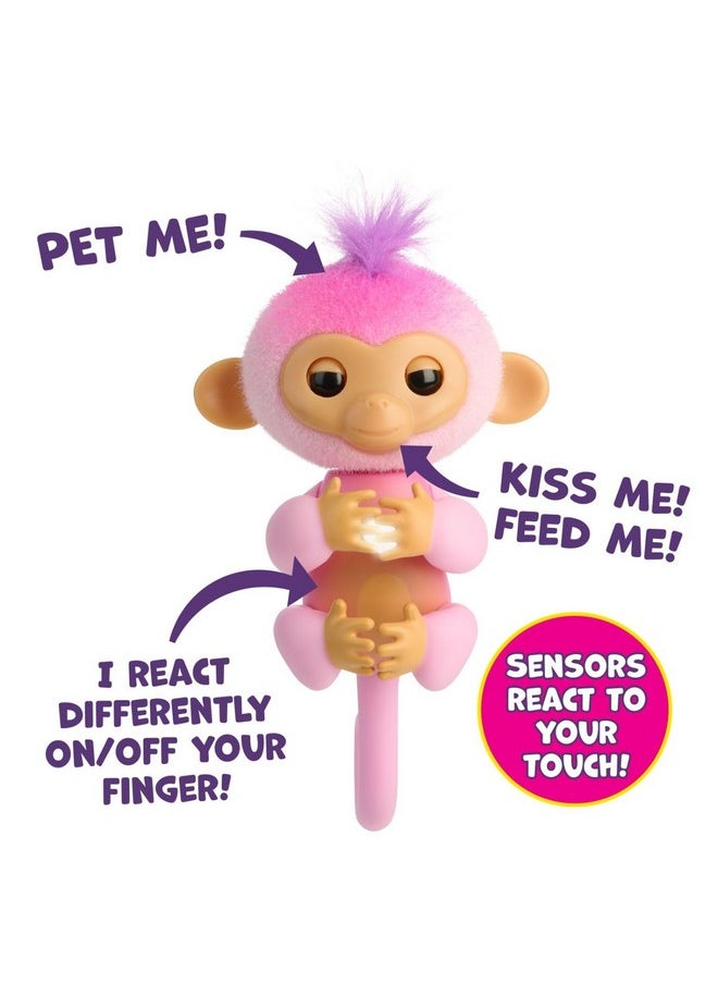 Fingerlings - Fingerlings 2023 New Interactive Baby Monkey Reacts to Touch - 70+ Sounds & Reactions - Harmony (Pink) - Image 1