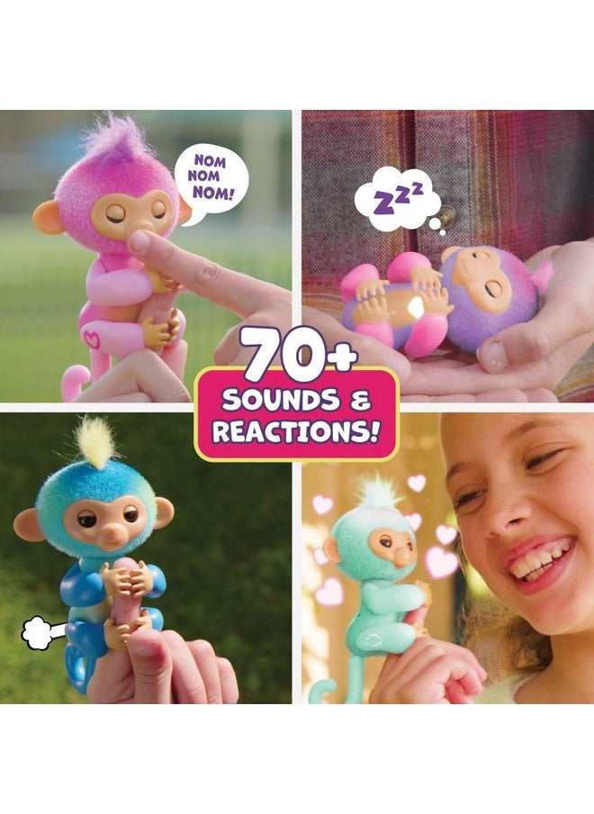 Fingerlings - Fingerlings 2023 New Interactive Baby Monkey Reacts to Touch - 70+ Sounds & Reactions - Harmony (Pink) - Image 1