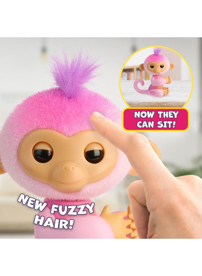 Fingerlings - Fingerlings 2023 New Interactive Baby Monkey Reacts to Touch - 70+ Sounds & Reactions - Harmony (Pink) - Image 1