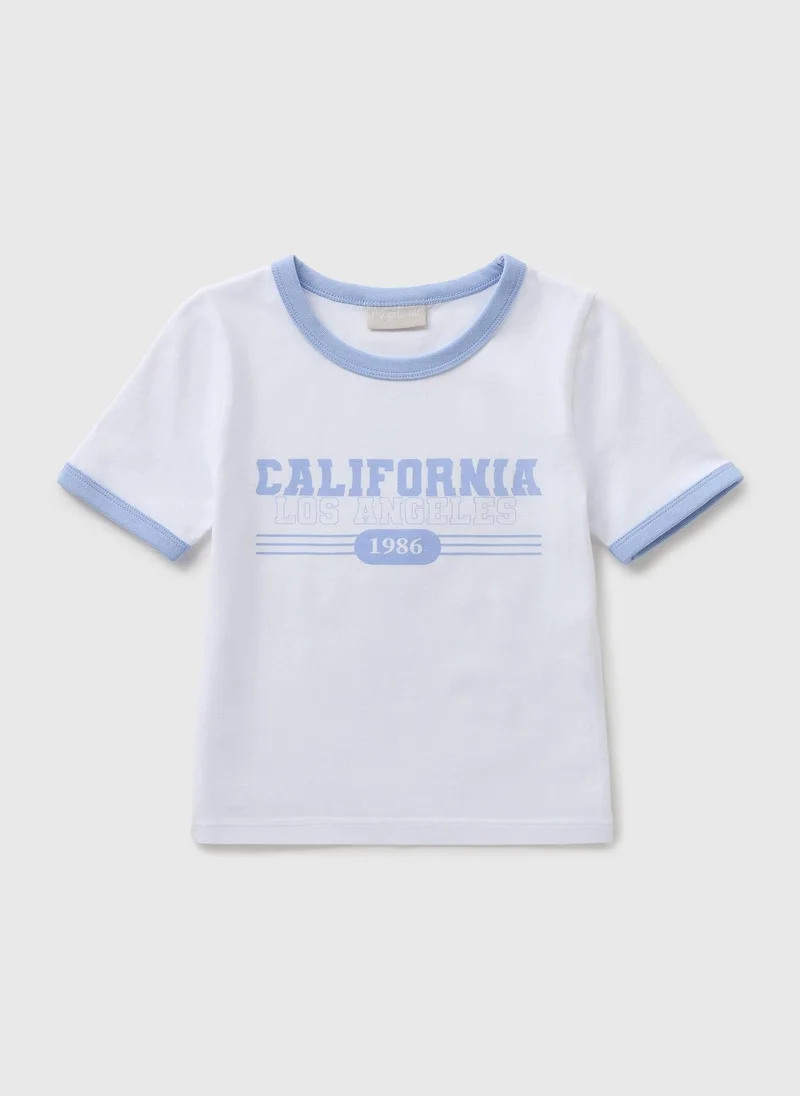 Matalan Girls White California Ringer T-Shirt