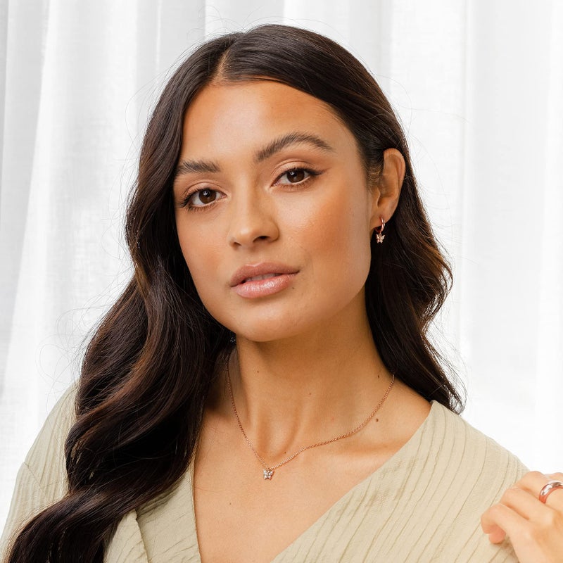 PAVOI 14K Rose Gold Plated Butterfly Pendant Necklace | Friendship Cute Necklaces for Women | CZ Butterfly Necklaces - Image 4