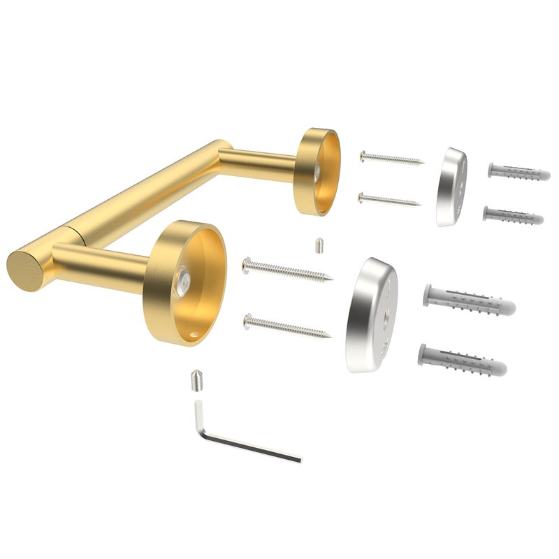 Rarxtr Gold Toilet Paper Holder Sus304 Stainless Steel Double Post Pivoting Toilet Paper Roll Holder Wall Mounted Toilet Tissue Holder For Commercial Bathroom Rv Brushed Brass Finish - Image 5