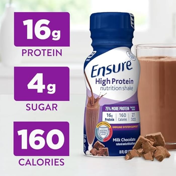 Ensure High Protein Milk Chocolate Nutrition Shake, Ready to Drink, 16g Protein and 27 Vitamins and Minerals, 8 fl oz, 6 Pack - Image 2