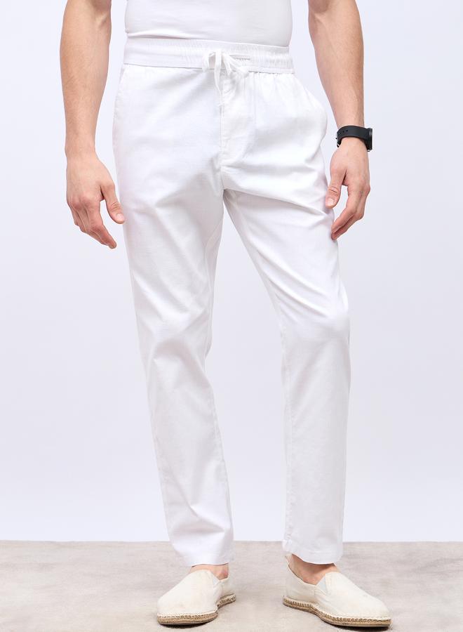 Styli Cotton Slub Textured Relaxed Fit Trousers - Image 1