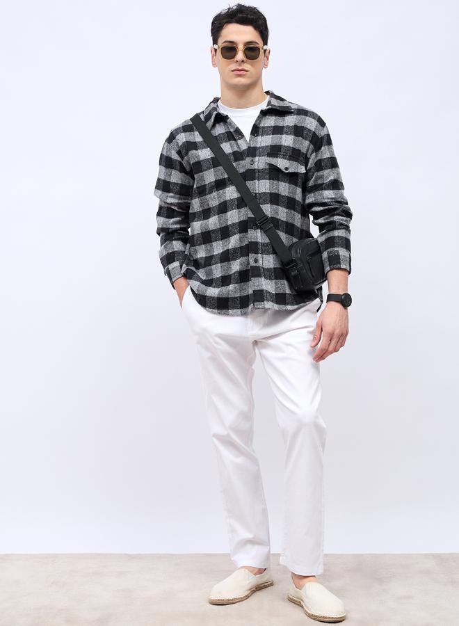 Styli Cotton Slub Textured Relaxed Fit Trousers - Image 2