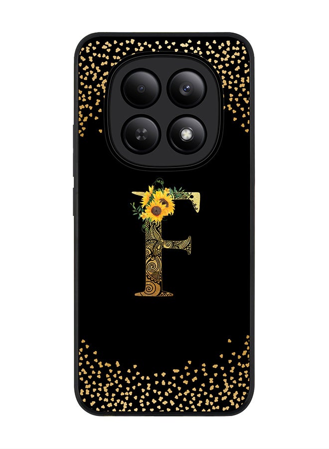 Stylizedd For Xiaomi Redmi Note 15 4G Case,Slim fit Camera Protection, Shockproof Thin Phone cover  - Custom Floral Monogram - F ( Black ) - Image 1