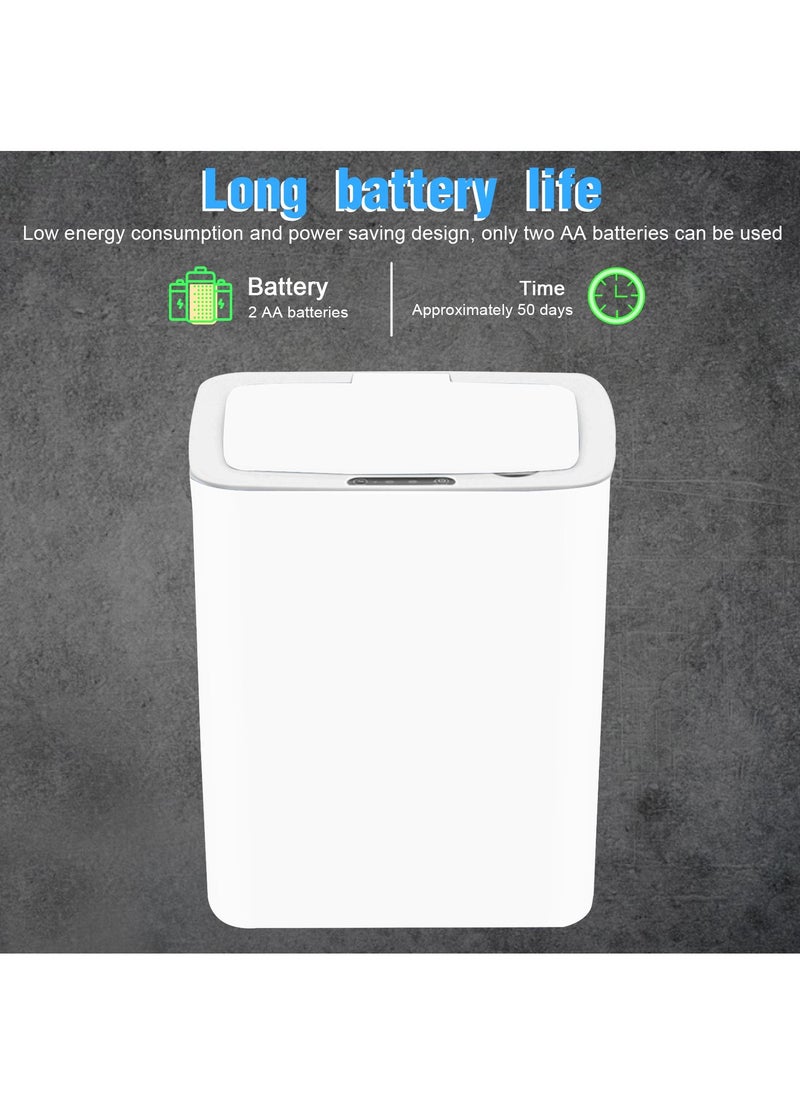 HoldPeak - 14L Capacity Household Sensor Kitchen Garbage Bin with Sensing Distance,Automatic Trash Can White - Image 1