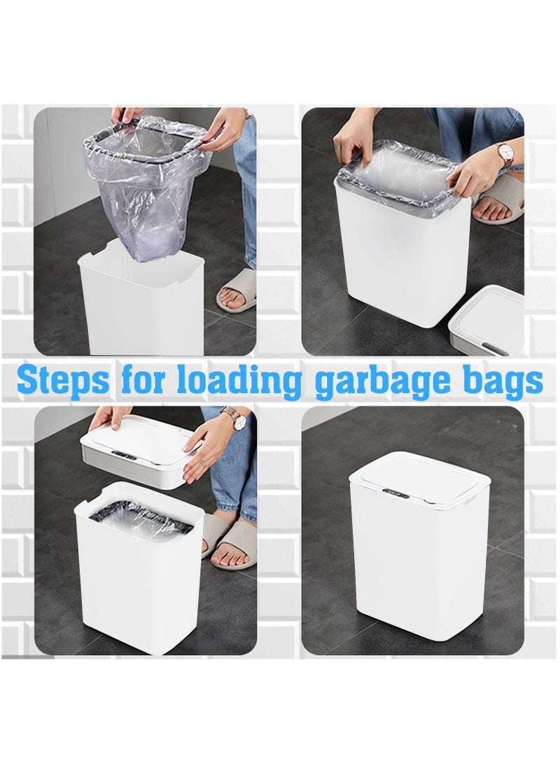 HoldPeak - 14L Capacity Household Sensor Kitchen Garbage Bin with Sensing Distance,Automatic Trash Can White - Image 1