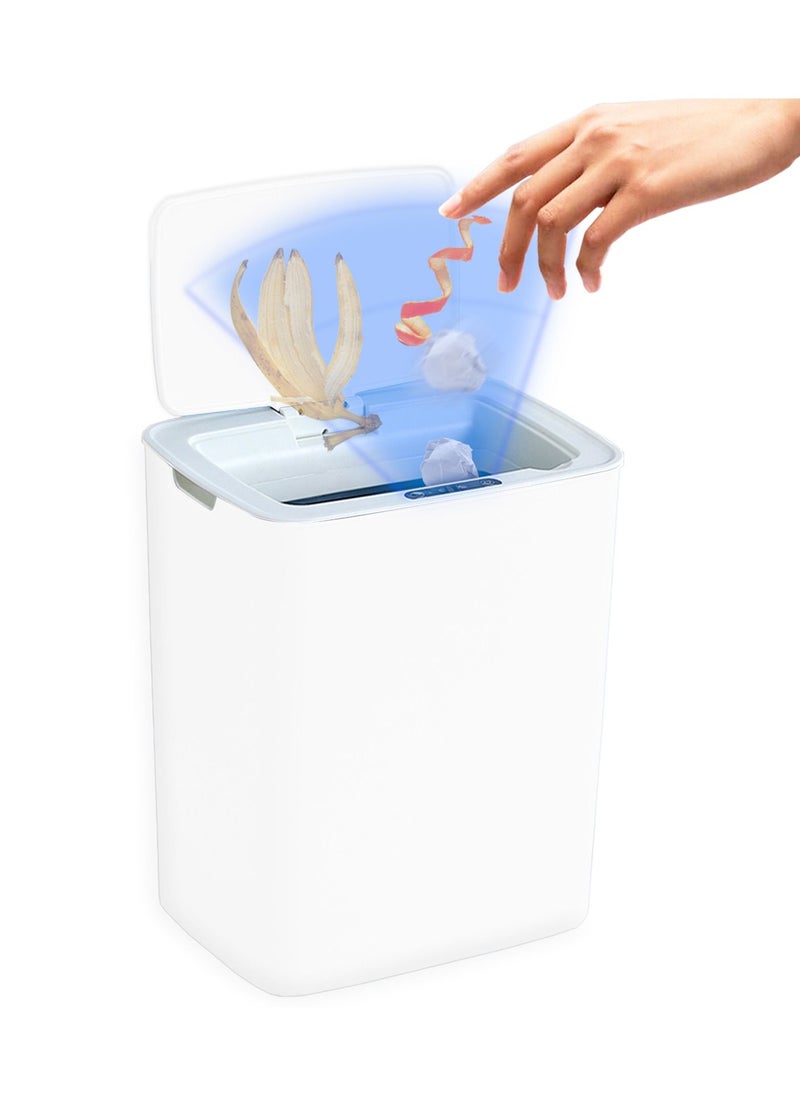 HoldPeak - 14L Capacity Household Sensor Kitchen Garbage Bin with Sensing Distance,Automatic Trash Can White - Image 1