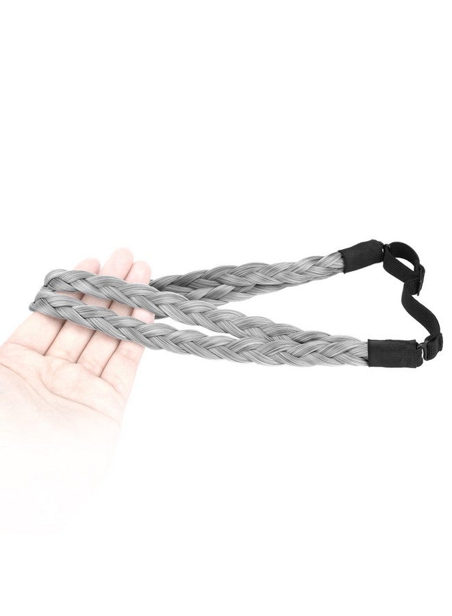 Double Three Strand Synthetic Hair Braided Headband Hairpiece Extension Women Girl Beauty Accessory (Smoky Gray)