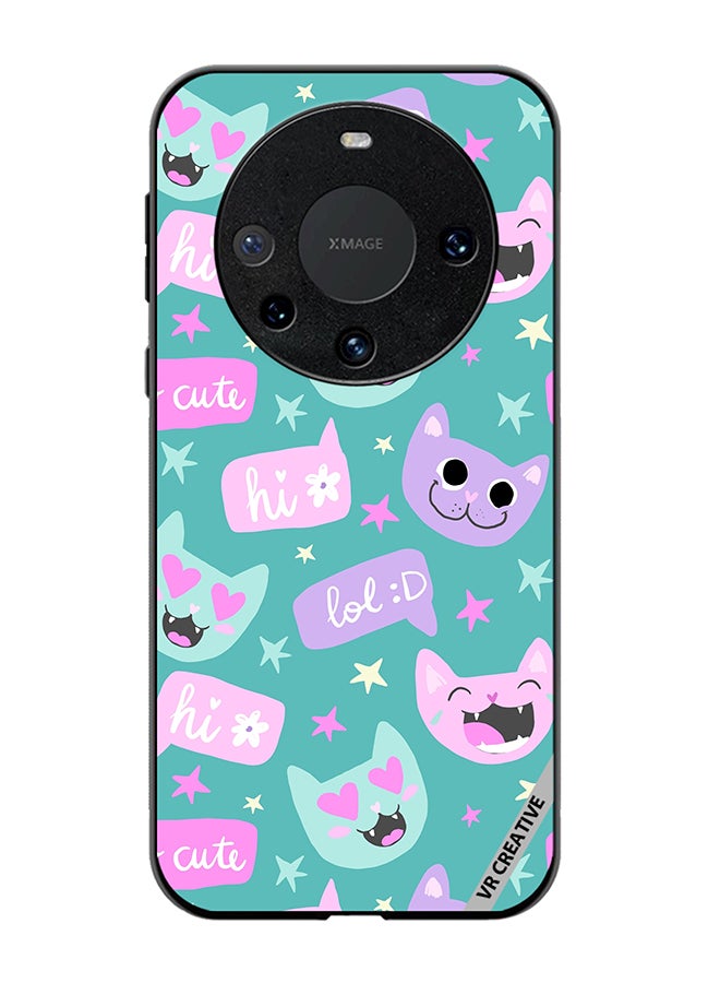 VR CREATIVE Protective Case Cover For Huawei Mate 60 Cat Had And Bubble Speech Design Multicolour - Image 1