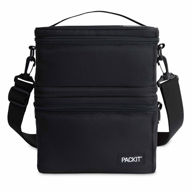 PackIt(R) MOD 3-IN-1 Lunch Box, Black, Triple Function System, Insulated and Freezable with EcoFreeze(R) Technology, Removable Crossbody Strap, Top Handle, Designed for Fresh Office or Work Lunches - Image 1