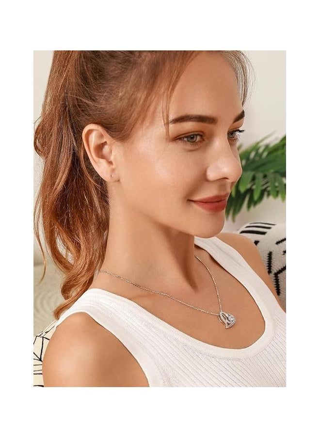 yongsheng Silver Necklace for Women I Love You to the Moon and Back, Heart Pendant Necklace for Mother Wife Girlfriend, Jewelry Gifts for Anniversary Birthday  - Image 4