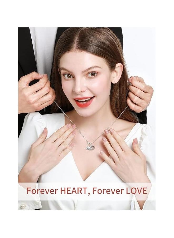 yongsheng Silver Necklace for Women I Love You to the Moon and Back, Heart Pendant Necklace for Mother Wife Girlfriend, Jewelry Gifts for Anniversary Birthday  - Image 2