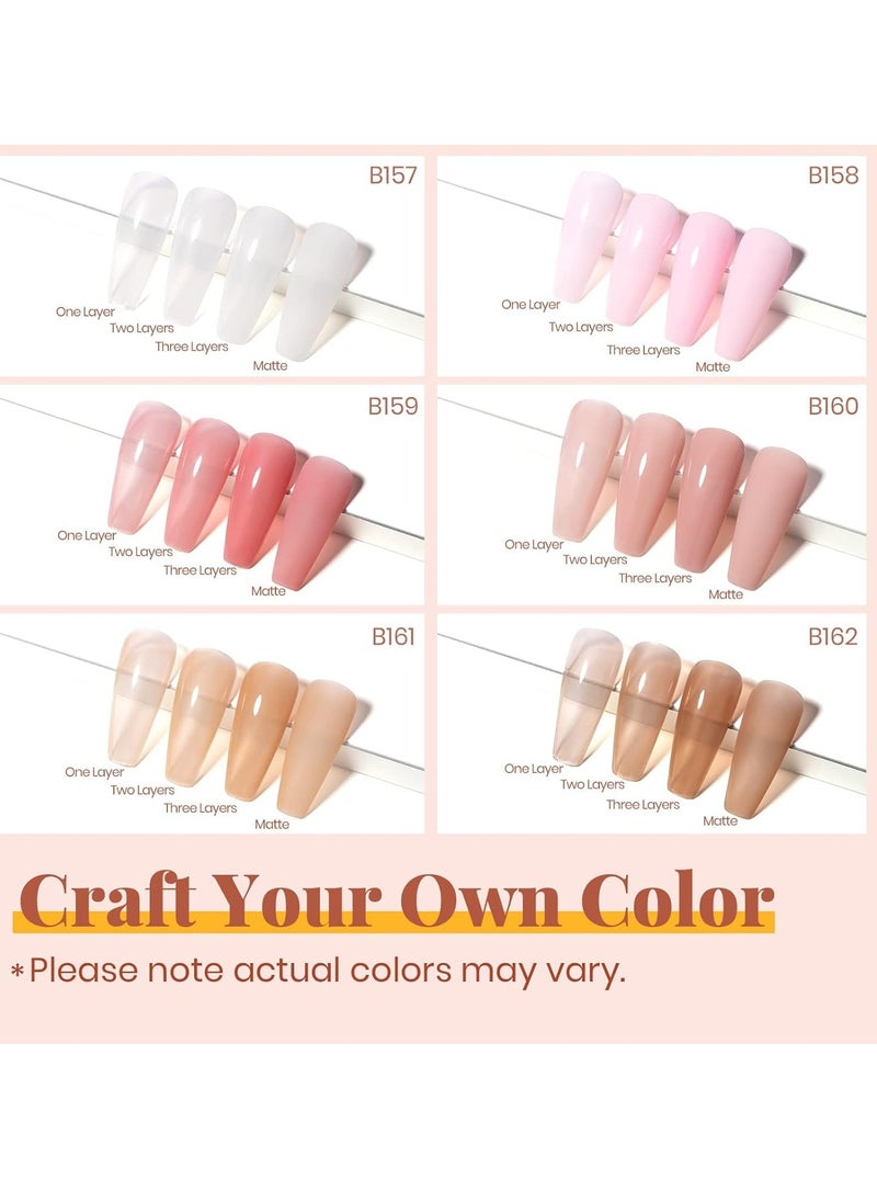 beetles Gel Polish Beetles Gel Nail Polish Kit with U V LED Light 48W,6 Colors Jelly Milky White Sheer Pink Nude Gel Polish Starter Kit Manicure,Soak Off U V Gel Nail Polish Set Salon DIY Women‘s Day Gifts for Mom  - Image 5