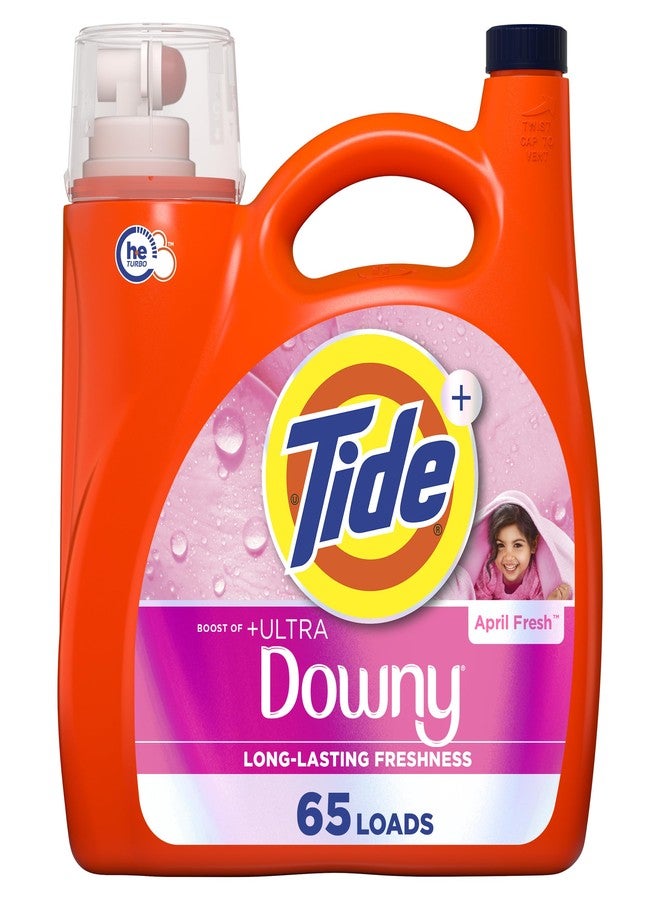 Tide Plus Boost of Ultra Downy Liquid Laundry Detergent, April Fresh Scent, 92 fl oz, 65 Loads, Laundry Detergent Liquid with Long-Lasting Freshness - Image 1