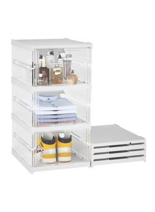 Plastic Storage Bins with Lids - Shoe Storage Shoe Organizer Collapsible Storage bins Stackable Storage Totes Storage Container for Organizing Foldable Storage Bins (3 Layers) - pzsku/Z70B711AB87B7974886C1Z/45/_/1677211980/689811f7-8999-46f0-9c88-a528d0786842