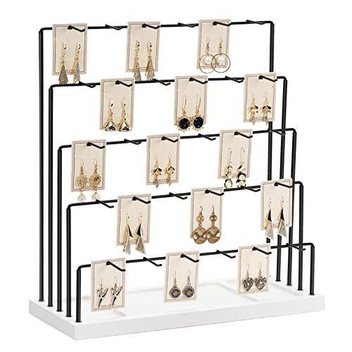 DGWJSU Earring Display Stands for Selling, Earring Rack Display Holder Stand, Jewelry Display for Selling Earring Cards, Bracelets, Hair Accessories, Rings, Necklaces (White Wood, Common Size) - Image 1
