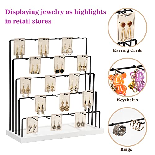 DGWJSU Earring Display Stands for Selling, Earring Rack Display Holder Stand, Jewelry Display for Selling Earring Cards, Bracelets, Hair Accessories, Rings, Necklaces (White Wood, Common Size) - Image 2