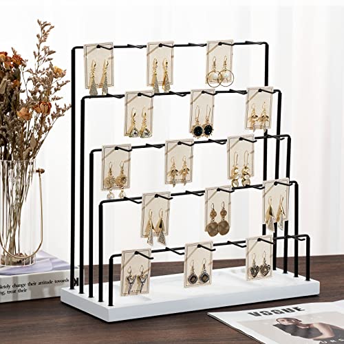 DGWJSU Earring Display Stands for Selling, Earring Rack Display Holder Stand, Jewelry Display for Selling Earring Cards, Bracelets, Hair Accessories, Rings, Necklaces (White Wood, Common Size) - Image 4