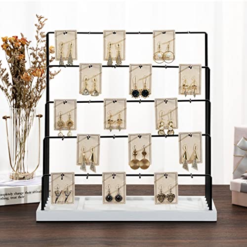DGWJSU Earring Display Stands for Selling, Earring Rack Display Holder Stand, Jewelry Display for Selling Earring Cards, Bracelets, Hair Accessories, Rings, Necklaces (White Wood, Common Size) - Image 5