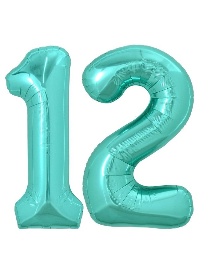 TONIFUL 40 Inch Large Teal Blue Number 12 Balloons Giant Digital 12 Or 21 Helium Balloons, Foil Mylar Big Number Balloons For 12Th Or 21St Birthday Party 12Th Or 21St Anniversary Supplies Decorations - Image 1
