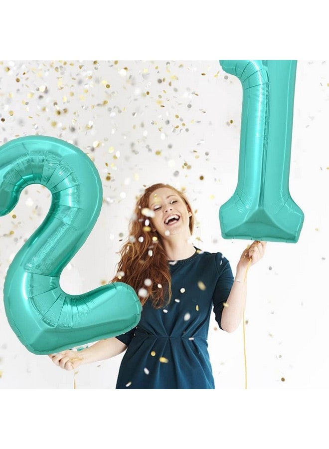 TONIFUL 40 Inch Large Teal Blue Number 12 Balloons Giant Digital 12 Or 21 Helium Balloons, Foil Mylar Big Number Balloons For 12Th Or 21St Birthday Party 12Th Or 21St Anniversary Supplies Decorations - Image 3