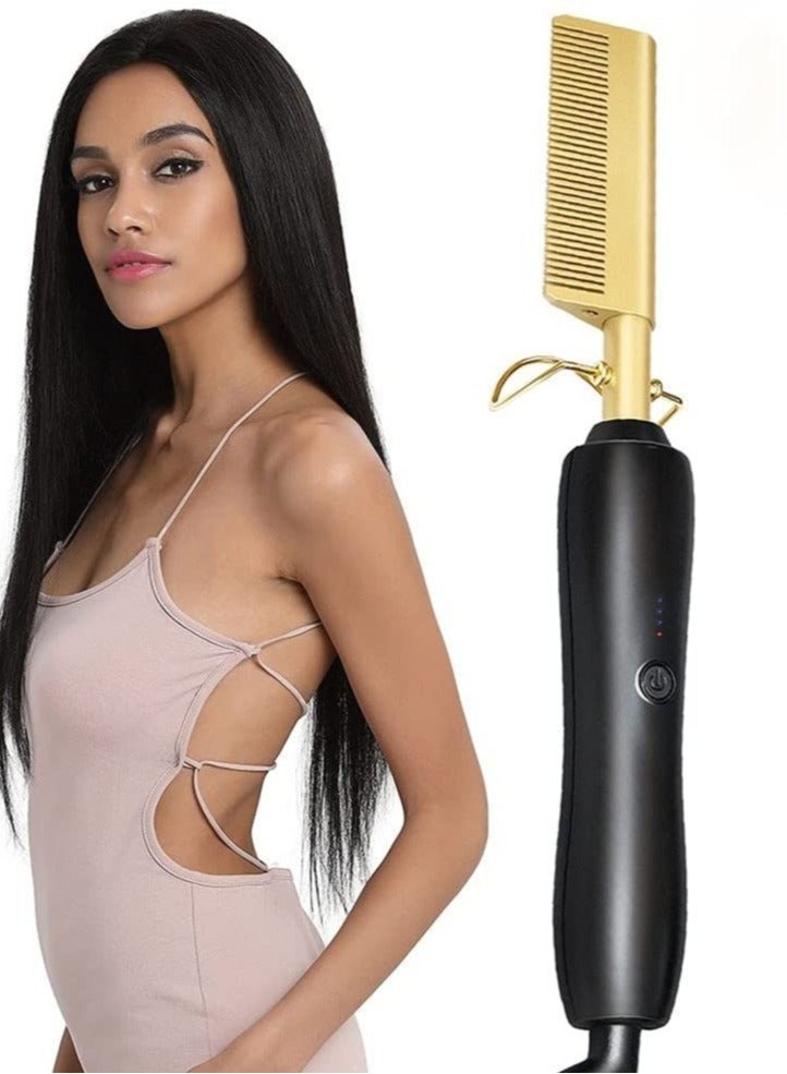 2 in 1 Hot Comb Straightener Electric Hair Straightener Hair Curler Wet Dry Use Hair Flat Irons Hot Heating Comb For Hair - Image 2