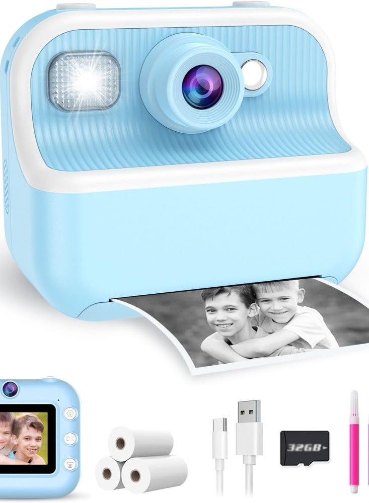 Instant Print Camera for Kids, Christmas Birthday Gifts for Girls Boys, Kids Camera Instant Print with Dual Camera 1080P Digital Camera Toys for 4 5 6 7 8 9 10 Year Old Girl with 32GB SD Card-Purple - Image 1