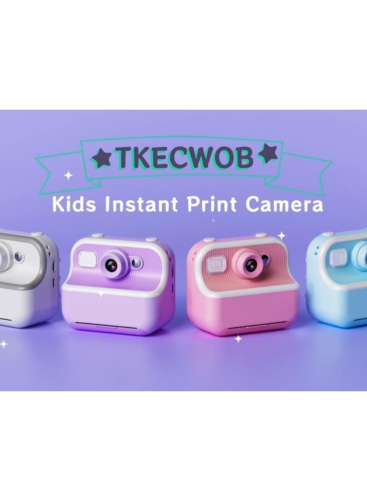 Instant Print Camera for Kids, Christmas Birthday Gifts for Girls Boys, Kids Camera Instant Print with Dual Camera 1080P Digital Camera Toys for 4 5 6 7 8 9 10 Year Old Girl with 32GB SD Card-Purple - Image 2