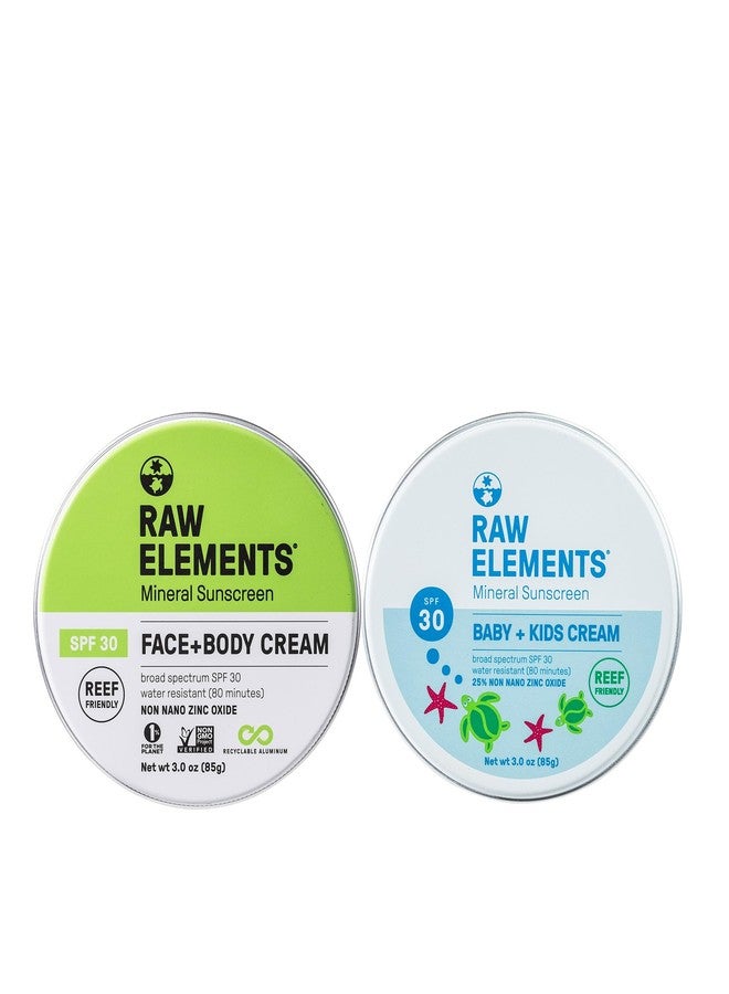 Raw Elements Baby & Kids SPF 30 Organic Sunscreen Tin, Non-Nano Zinc Oxide, Reef-Safe, Cruelty-Free, Gluten & Nut Free, W/Face and Body Mineral Sunscreen Tin, Water Resistant, Plastic Free, 3 oz - Image 1