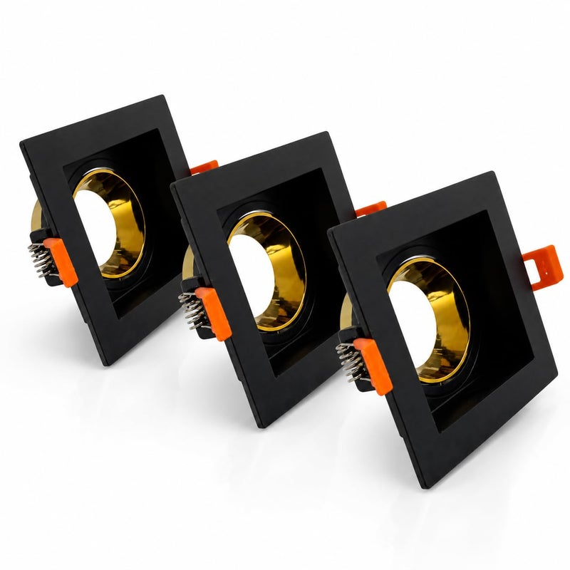 Square Recessed Spotlight Frame, Black & Gold Anti-Glare Ceiling Spot Light Holder, Hammer Design for Indoor Lighting - Image 2