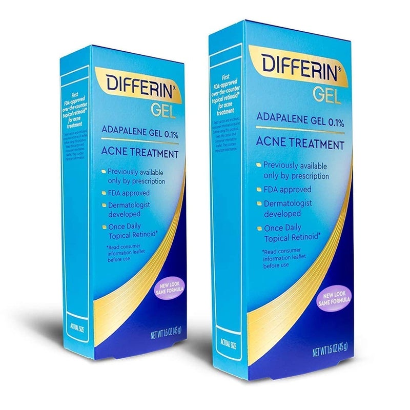 Differin Adapalene Gel 0.1% Acne Treatment, 45 gram, 180-day supply, 1.6 Ounce (Pack of 2) - Image 1