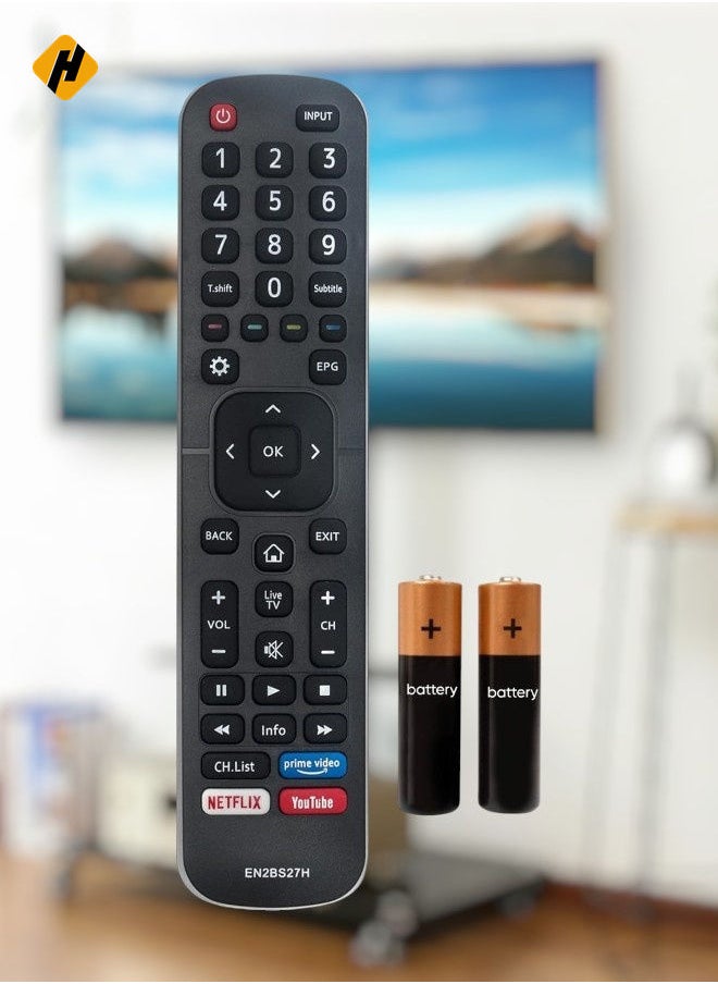 HuHa - Replacement Remote Control EN2BS27H for Hisense 4K UHD TV 55R5 50R5 58R5 65R5 B7100 70B7100UW 55B7100UW 43B7100UW 50B7100UW 65B7100UW 55B7100UW 00UW QQ8600 65Q8600UWG B8000 65B8000UW LEDN70B7100UW with battery - Image 1