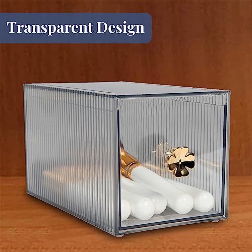 Homestrap Small Cosmetics Makeup and Jewelry Storage Case Display Set | Stackable Transparent Nail Art Accessories Organizer Boxes - Image 4