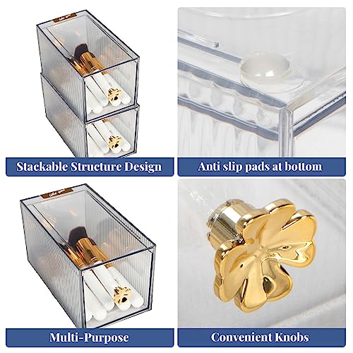 Homestrap Small Cosmetics Makeup and Jewelry Storage Case Display Set | Stackable Transparent Nail Art Accessories Organizer Boxes - Image 3