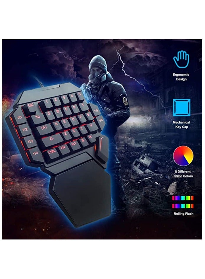 Excefore One-Handed RGB Mechanical Keyboard Ergonomic Half Gaming Keyboard 35 Keys with Rainbow Backlit Keyboard Wired Gaming Keypad Mini USB Keyboard Single Hand Game Controller with Wrist Rest Support - Image 2