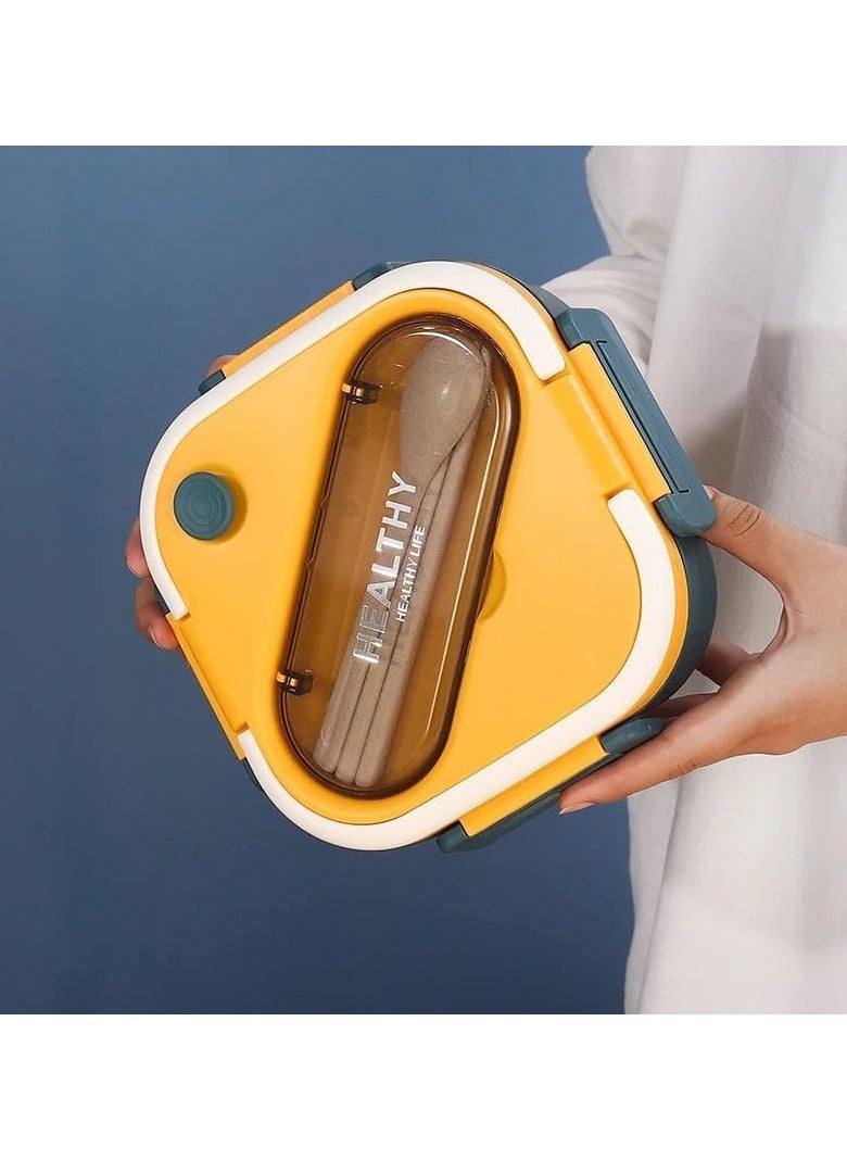 QSHOP - Imported Premium Lunch Box 3 Compartments Interior Includes Spoon and Fork Microwave Safe Leak Proof Cutlery Divider Plastic Thermal Insulation by QShop®️ - Image 1