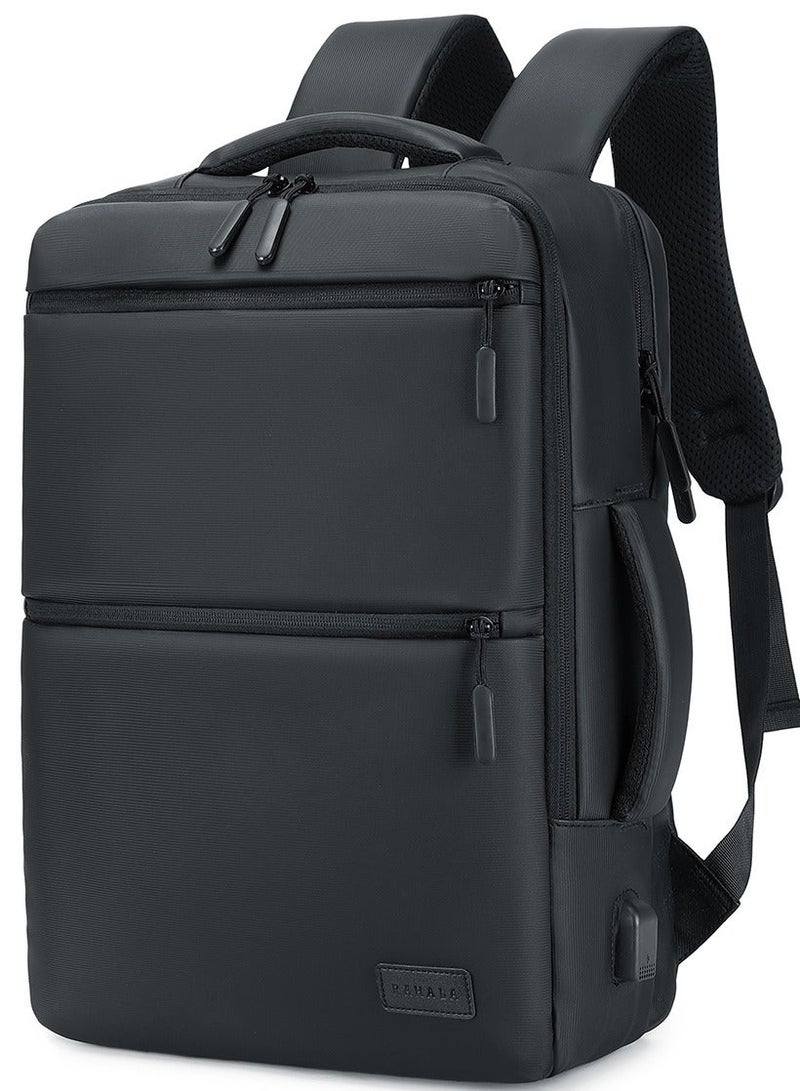 RAHALA RAL815 RAHALA Business and Travel Backpack, Waterproof and Anti-Theft, with USB Charging Port and 15.6-inch Laptop Compartment - Black - Image 1