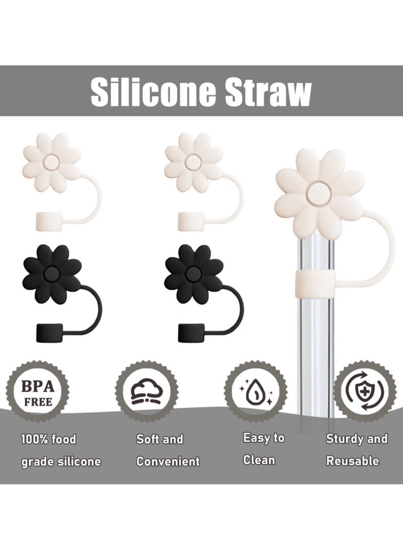 Reema 4 Pcs Flower Straw Covers Toppers for Stanley Cups 30 & 40 Oz Tumbler with Handle Accessories,Silicone Straw Caps Reusable Straw Tips Protectors for Stanley Cup 10mm 0.4in Straws  - Image 2