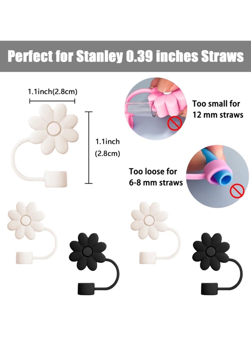 Reema 4 Pcs Flower Straw Covers Toppers for Stanley Cups 30 & 40 Oz Tumbler with Handle Accessories,Silicone Straw Caps Reusable Straw Tips Protectors for Stanley Cup 10mm 0.4in Straws  - Image 3