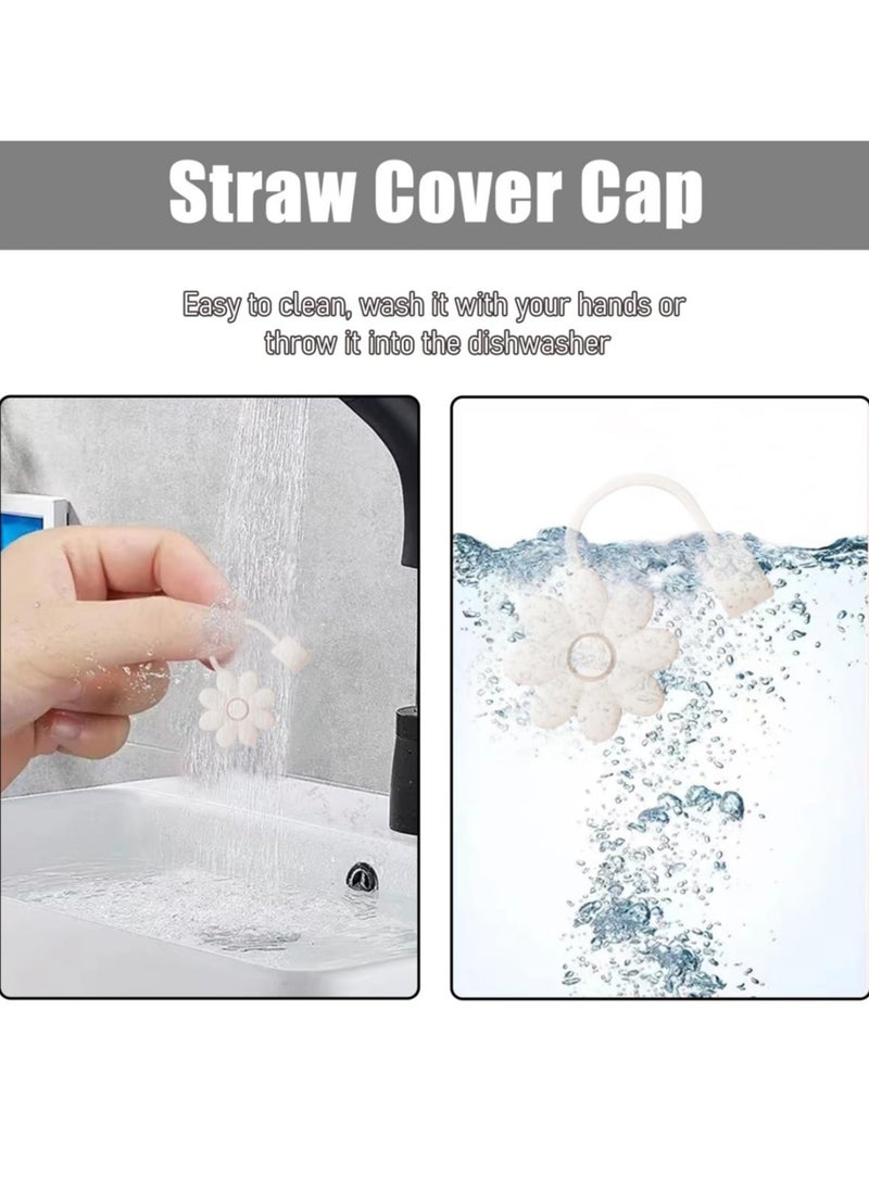 Reema 4 Pcs Flower Straw Covers Toppers for Stanley Cups 30 & 40 Oz Tumbler with Handle Accessories,Silicone Straw Caps Reusable Straw Tips Protectors for Stanley Cup 10mm 0.4in Straws  - Image 4