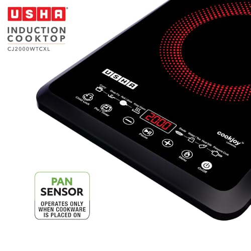 Usha Cookjoy (Cj2000Wtc) 2000 Watt Induction Cooktop with Touch Control (Black), Sealed, 1 Burner - Image 4