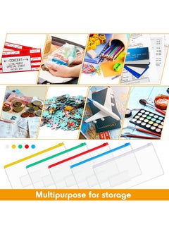 Zhehao 200 Pcs 9.2 X 4.7 Inches A6 Size Poly Envelopes Zip Bulk Clear Pencil Pouch Plastic Pencil Cases With Label Zippered Reusable Bill File Bag For Money Cash Files School Office Supplies  - Image 5