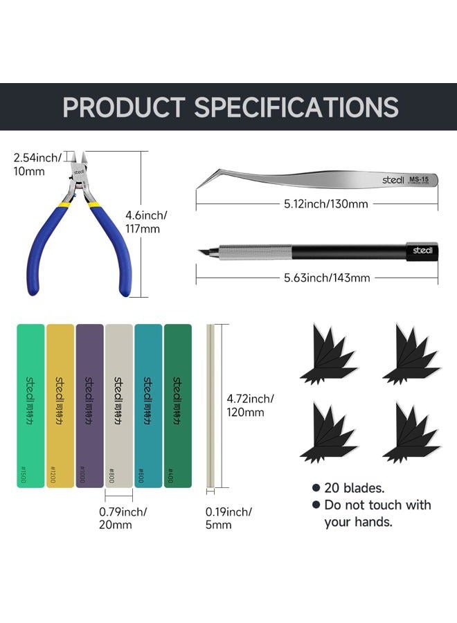Stedi Model Tools Kit for Beginners 14 PCS, Modeler Professional Basic Tool Craft Set Hobby Making Tools for Gundam, Miniature Military Model, 3D Resin Parts - Image 5