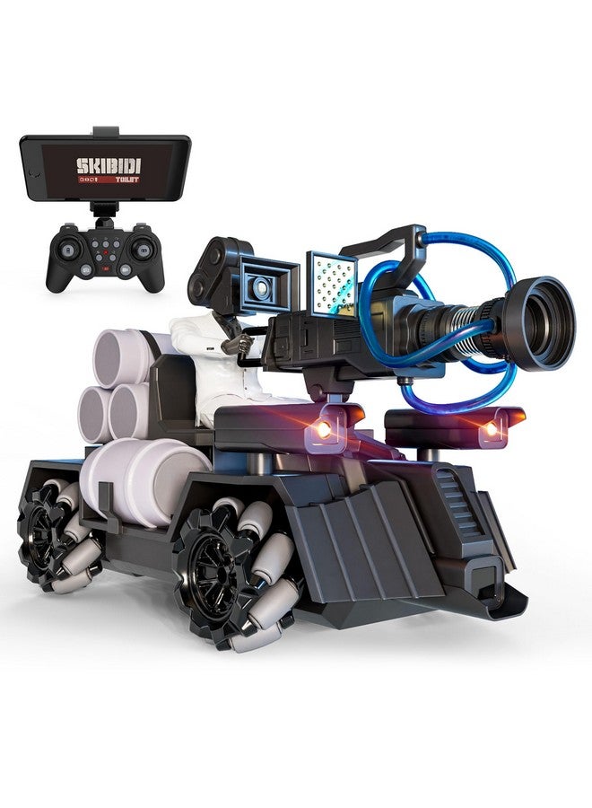 Force1 Force1 Officially Licensed Skibidi Toilet Toy Cameraman Figure PDLT Tank RC Truck - Parasite Disabler Remote Control Car, Rechargeable RC Cars with Camera, LED, WiFi 1080p FPV Video Recording  - Image 1